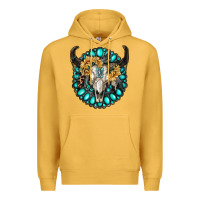 Mustard gamestone with bull skull Premium Hoodie - RanaPortraitStore