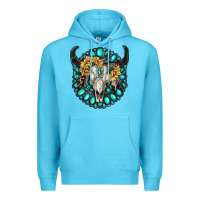 Ocean Blue gamestone with bull skull Premium Hoodie - RanaPortraitStore