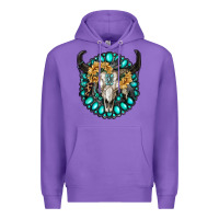 Purple gamestone with bull skull Premium Hoodie - RanaPortraitStore