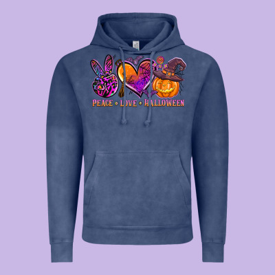 Peace Love Halloween Vintage Hoodie Designed By Adodesignshop