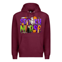 Burgundy Halloween Spooky Nurse Premium Hoodie - texasbilliewilder