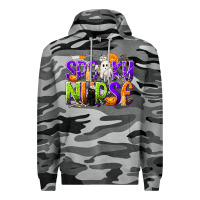 Slate Camo Halloween Spooky Nurse Premium Hoodie - texasbilliewilder