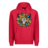 Cardinal bull skull with sunflower Premium Hoodie - RanaPortraitStore