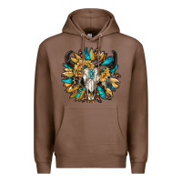 Chestnut bull skull with sunflower Premium Hoodie - RanaPortraitStore