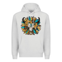 Dove Grey bull skull with sunflower Premium Hoodie - RanaPortraitStore
