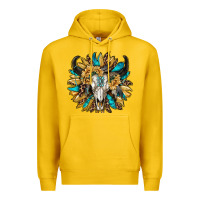 Lemon bull skull with sunflower Premium Hoodie - RanaPortraitStore