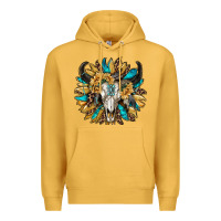 Mustard bull skull with sunflower Premium Hoodie - RanaPortraitStore