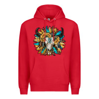 Red bull skull with sunflower Premium Hoodie - RanaPortraitStore