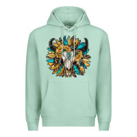 Seafoam bull skull with sunflower Premium Hoodie - RanaPortraitStore