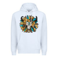 White bull skull with sunflower Premium Hoodie - RanaPortraitStore