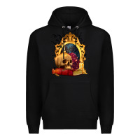 Black Halloween Skull Candles and Roses Premium Hoodie - texasbilliewilder
