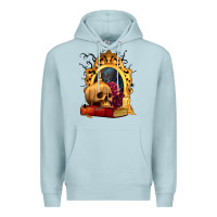 Blue Mist Halloween Skull Candles and Roses Premium Hoodie - texasbilliewilder