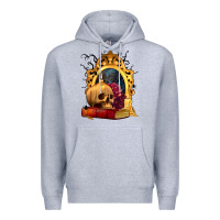 Heather Grey Halloween Skull Candles and Roses Premium Hoodie - texasbilliewilder