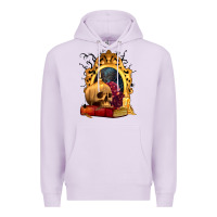 Lilac Halloween Skull Candles and Roses Premium Hoodie - texasbilliewilder