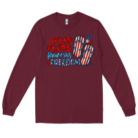 Burgundy flip flops fireworks & freedom Long Sleeve Tee - BarkalooDesign