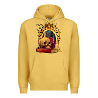 Antique Gold Halloween Skull Candles and Roses Premium Hoodie - texasbilliewilder