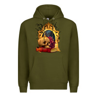 Army Green Halloween Skull Candles and Roses Premium Hoodie - texasbilliewilder