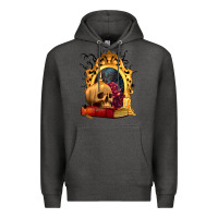Charcoal Heather Halloween Skull Candles and Roses Premium Hoodie - texasbilliewilder