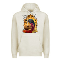 Oatmeal Heather Halloween Skull Candles and Roses Premium Hoodie - texasbilliewilder