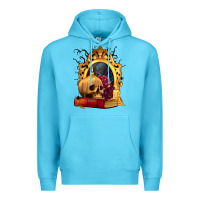 Ocean Blue Halloween Skull Candles and Roses Premium Hoodie - texasbilliewilder