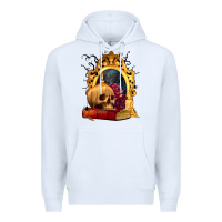 White Halloween Skull Candles and Roses Premium Hoodie - texasbilliewilder