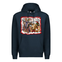 Navy christmas goats Premium Hoodie - RanaPortraitStore