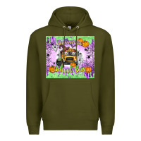 Army Green Halloween School Bus Premium Hoodie - texasbilliewilder