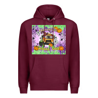 Burgundy Halloween School Bus Premium Hoodie - texasbilliewilder