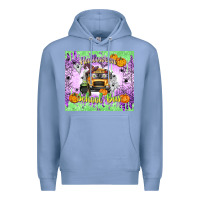 Colony Blue Halloween School Bus Premium Hoodie - texasbilliewilder
