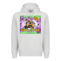 Dove Grey Halloween School Bus Premium Hoodie - texasbilliewilder
