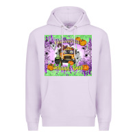 Lilac Halloween School Bus Premium Hoodie - texasbilliewilder