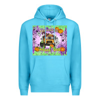 Ocean Blue Halloween School Bus Premium Hoodie - texasbilliewilder