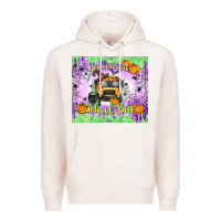 Pale Pink Halloween School Bus Premium Hoodie - texasbilliewilder