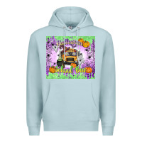 Blue Mist Halloween School Bus Premium Hoodie - texasbilliewilder