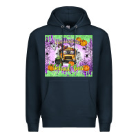 Navy Halloween School Bus Premium Hoodie - texasbilliewilder