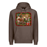 Coffee christmas farm animals Premium Hoodie - RanaPortraitStore