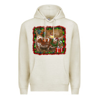 Oatmeal Heather christmas farm animals Premium Hoodie - RanaPortraitStore