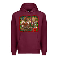 Burgundy christmas farm animals Premium Hoodie - RanaPortraitStore