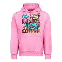 Fuchsia Pink life begins after coffee Urban Hoodie - Zillion Design Studio