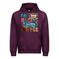 Mauve Wine life begins after coffee Urban Hoodie - Zillion Design Studio