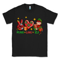 Black Peace Love Elf Christmas Classic Tee - BundleAndBundleShop