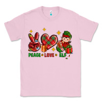 Bubblegum Pink Peace Love Elf Christmas Classic Tee - BundleAndBundleShop
