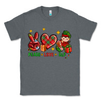 Charcoal Heather Peace Love Elf Christmas Classic Tee - BundleAndBundleShop