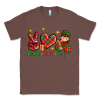 Chestnut Peace Love Elf Christmas Classic Tee - BundleAndBundleShop