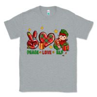 Heather Grey Peace Love Elf Christmas Classic Tee - BundleAndBundleShop