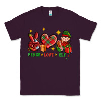 Plum Peace Love Elf Christmas Classic Tee - BundleAndBundleShop