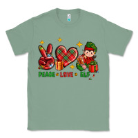 Sage Peace Love Elf Christmas Classic Tee - BundleAndBundleShop