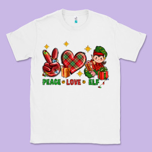 Peace Love Elf Christmas Classic Tee Designed By Bundleandbundleshop
