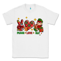 White Peace Love Elf Christmas Classic Tee - BundleAndBundleShop