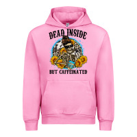 Fuchsia Pink dead inside but caffeinated Urban Hoodie - Zillion Design Studio